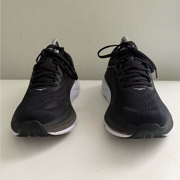 Hoka Bondi 8 Black and White Athletic Sneakers - Picture 4 of 10